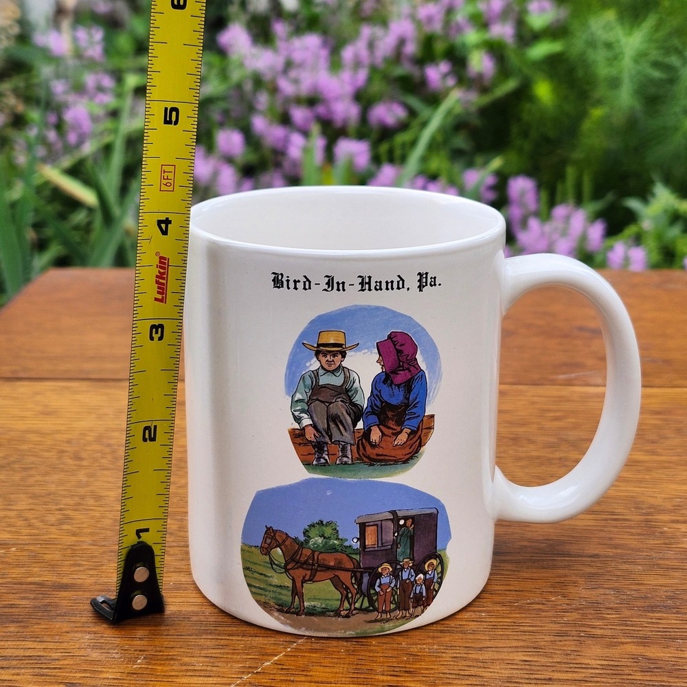 VTG 80s Bird-In-Hand PA Amish Mug Walter J Seibold Horse Buggy Cottagecore Rare - Picture 6 of 7